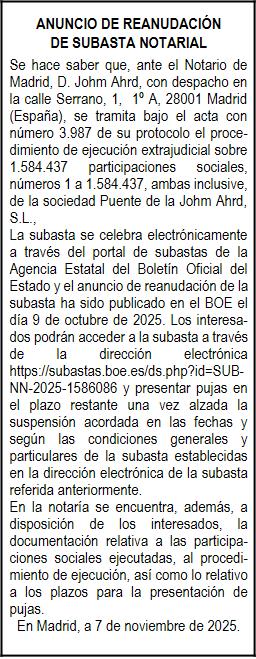 Ejemplo de anuncio de Subasta